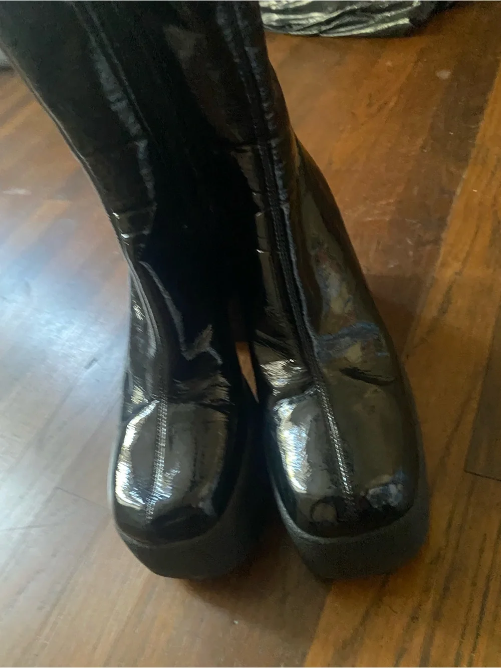Jeffrey Campbell Black Patent Platform Ankle Boots